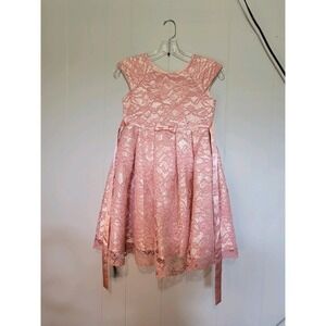 Girl's Pink‎ Lace Formal Fancy Party Dress  Easter Dress Size 8